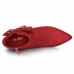 Allegra K Women's Point Toe Bow Stiletto Heel Ankle Boots Shoes