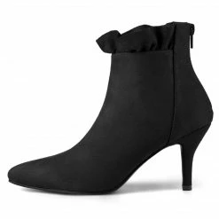 Allegra K Shoes Women's Pointed Toe Stiletto Heel Ruffle Ankle Boots 73 Allegra K Shoes Women's Pointed Toe Stiletto Heel Ruffle Ankle Boots