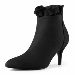Allegra K Shoes Women's Pointed Toe Stiletto Heel Ruffle Ankle Boots 67 Allegra K Shoes Women's Pointed Toe Stiletto Heel Ruffle Ankle Boots