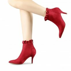 Allegra K Shoes Women's Pointed Toe Stiletto Heel Ruffle Ankle Boots 61 Allegra K Shoes Women's Pointed Toe Stiletto Heel Ruffle Ankle Boots