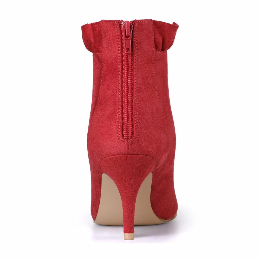 Allegra K Shoes Women's Pointed Toe Stiletto Heel Ruffle Ankle Boots 27 Allegra K Shoes Women's Pointed Toe Stiletto Heel Ruffle Ankle Boots