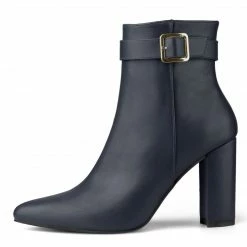 Allegra K Women's Pointed Toe Buckle Decor Heel Ankle Booties 50 Allegra K Women's Pointed Toe Buckle Decor Heel Ankle Booties