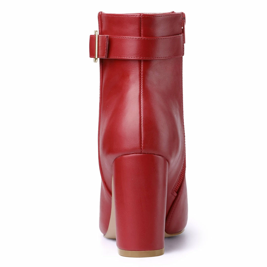 Allegra K Women's Pointed Toe Buckle Decor Heel Ankle Booties 12 Allegra K Women's Pointed Toe Buckle Decor Heel Ankle Booties