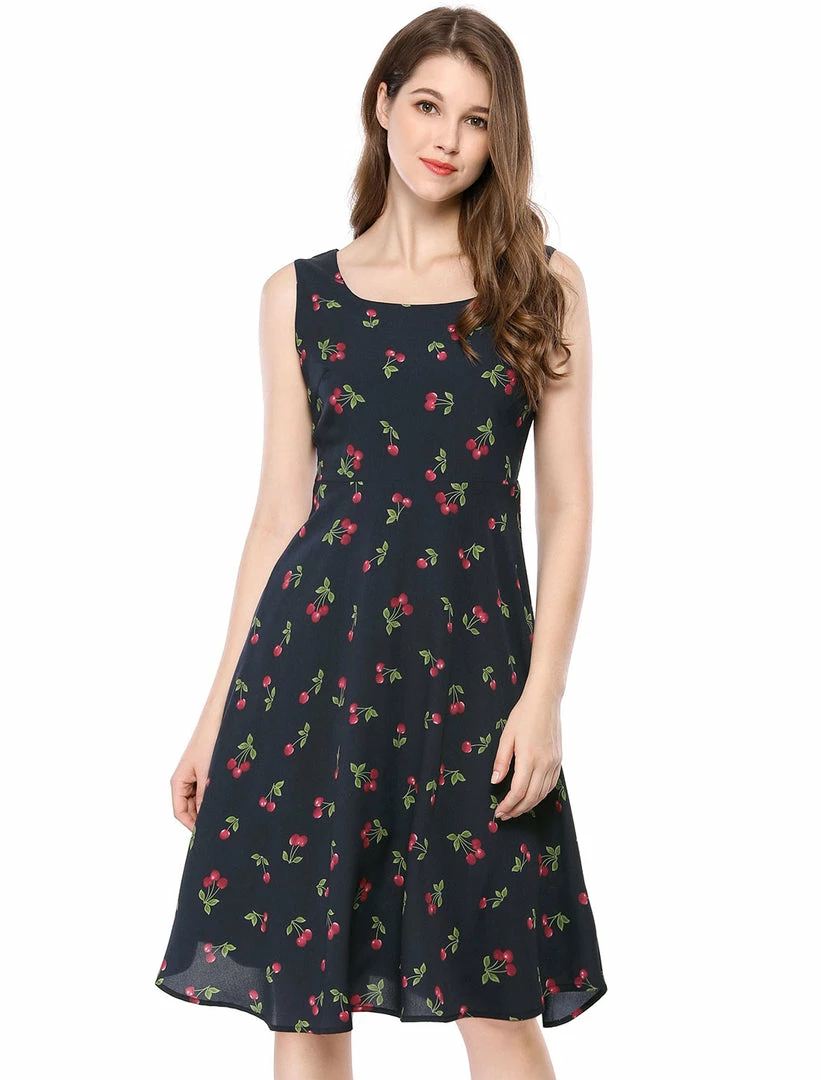 Allegra K Women's Sleeveless Casual Retro Summer Square Neck Print Chiffon Floral Dress 33 Allegra K Women's Sleeveless Casual Retro Summer Square Neck Print Chiffon Floral Dress