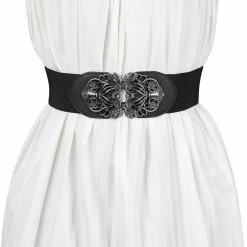 Allegra K Accessories Wide Elastic Vintage High Stretchy Retro Waist Belt With Buckle For Women