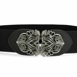 Allegra K Accessories Wide Elastic Vintage High Stretchy Retro Waist Belt With Buckle For Women