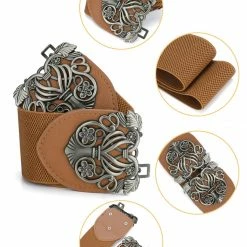 Allegra K Accessories Wide Elastic Vintage High Stretchy Retro Waist Belt With Buckle For Women