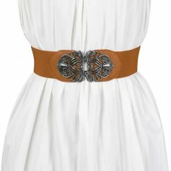 Allegra K Accessories Wide Elastic Vintage High Stretchy Retro Waist Belt With Buckle For Women