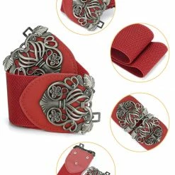 Allegra K Accessories Wide Elastic Vintage High Stretchy Retro Waist Belt With Buckle For Women