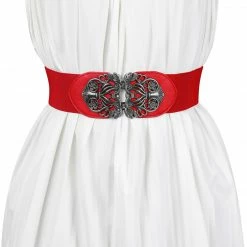 Allegra K Accessories Wide Elastic Vintage High Stretchy Retro Waist Belt With Buckle For Women