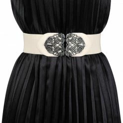 Allegra K Accessories Wide Elastic Vintage High Stretchy Retro Waist Belt With Buckle For Women