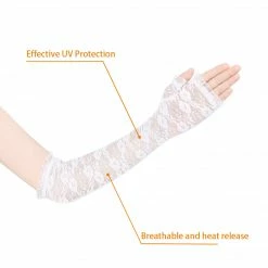 Allegra K UV Protection Thin Lace Sleeves Outdoor Sunscreen Arm Cooling Sleeves For Women