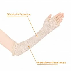 Allegra K UV Protection Thin Lace Sleeves Outdoor Sunscreen Arm Cooling Sleeves For Women