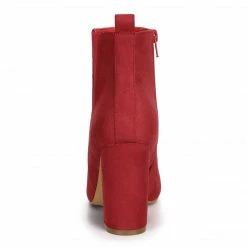 Allegra K Women's Pointed Toe Zipper Block Heels Ankle Boots