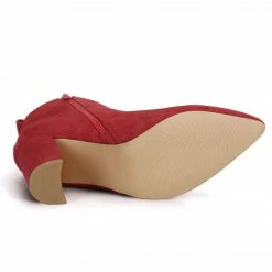 Allegra K Women's Pointed Toe Zipper Block Heels Ankle Boots