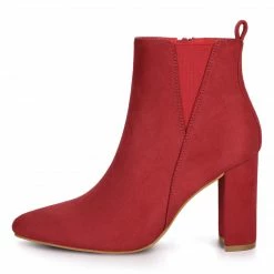 Allegra K Women's Pointed Toe Zipper Block Heels Ankle Boots
