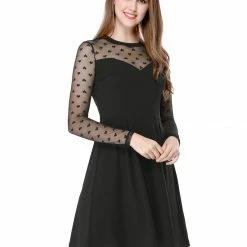 Women Allegra K Mesh Heart Polka Dots Party Dress 28 Women Allegra K Mesh Heart Polka Dots Party Dress