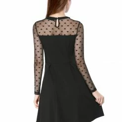 Women Allegra K Mesh Heart Polka Dots Party Dress 30 Women Allegra K Mesh Heart Polka Dots Party Dress