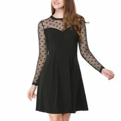 Women Allegra K Mesh Heart Polka Dots Party Dress 26 Women Allegra K Mesh Heart Polka Dots Party Dress