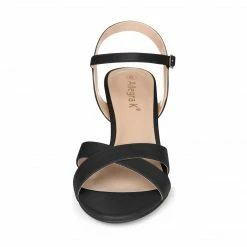 Allegra K Shoes Women's Cross Straps Kitten Heel Ankle Strap Sandals