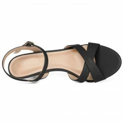 Allegra K Shoes Women's Cross Straps Kitten Heel Ankle Strap Sandals