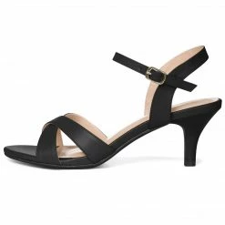 Allegra K Shoes Women's Cross Straps Kitten Heel Ankle Strap Sandals