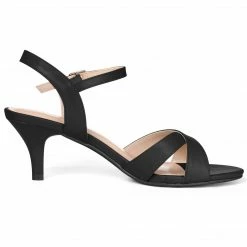 Allegra K Shoes Women's Cross Straps Kitten Heel Ankle Strap Sandals