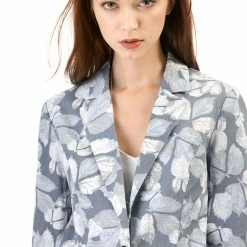 Women Allegra K Classic One Button Suit Blazer In Leaf Prints