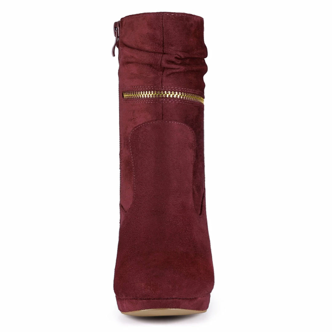 Allegra K Women's Ankle Zip Platform High Heel Mid Calf Boots Shoes 26 Allegra K Women's Ankle Zip Platform High Heel Mid Calf Boots Shoes