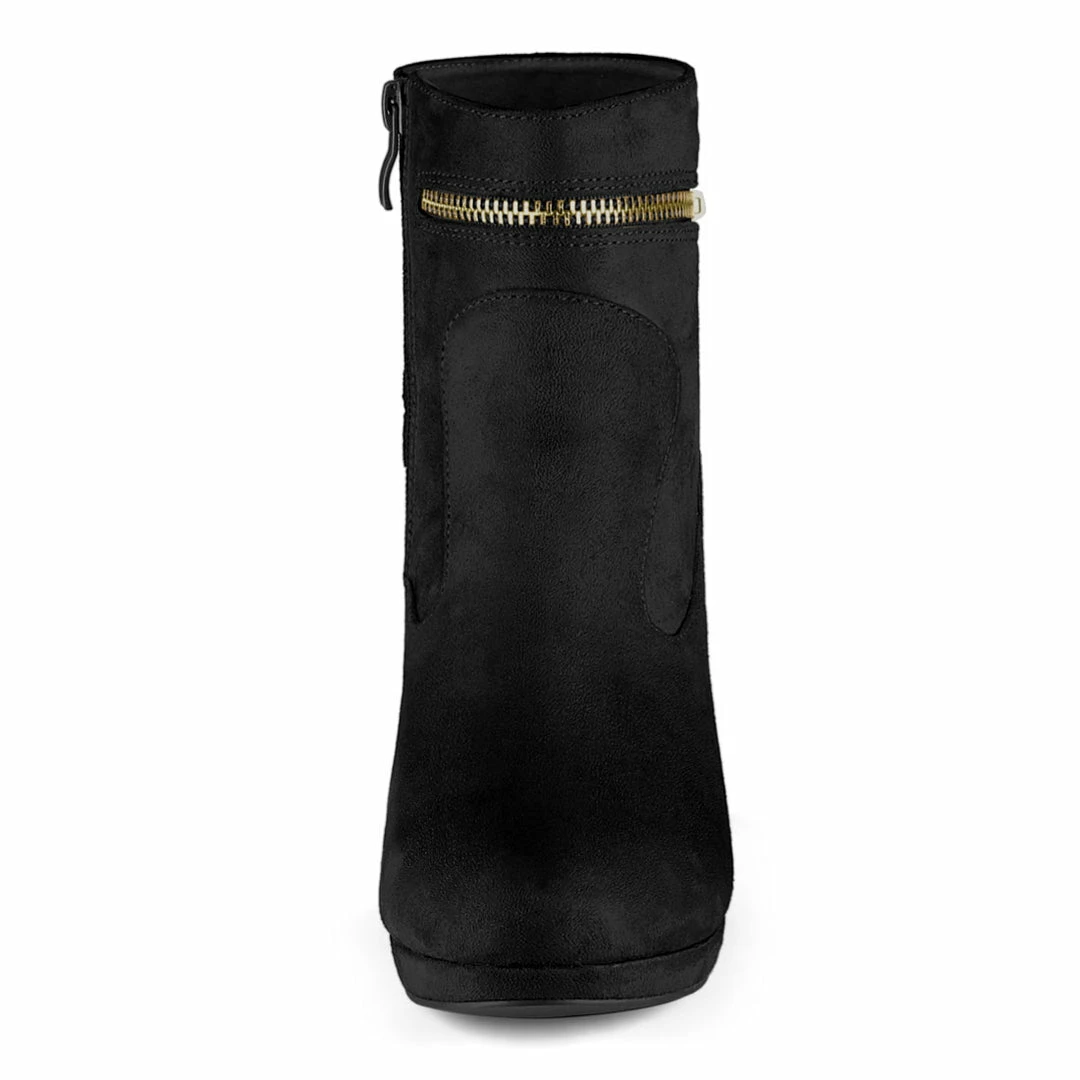 Allegra K Shoes Women's Slip On Zip Round Toe Heel Ankle Boots 33 Allegra K Shoes Women's Slip On Zip Round Toe Heel Ankle Boots