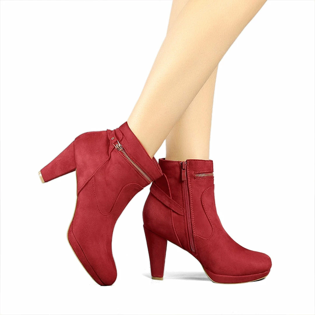 Allegra K Shoes Women's Slip On Zip Round Toe Heel Ankle Boots 25 Allegra K Shoes Women's Slip On Zip Round Toe Heel Ankle Boots