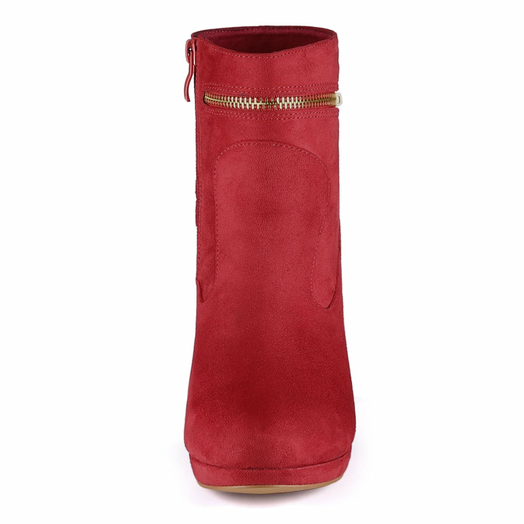 Allegra K Shoes Women's Slip On Zip Round Toe Heel Ankle Boots 26 Allegra K Shoes Women's Slip On Zip Round Toe Heel Ankle Boots