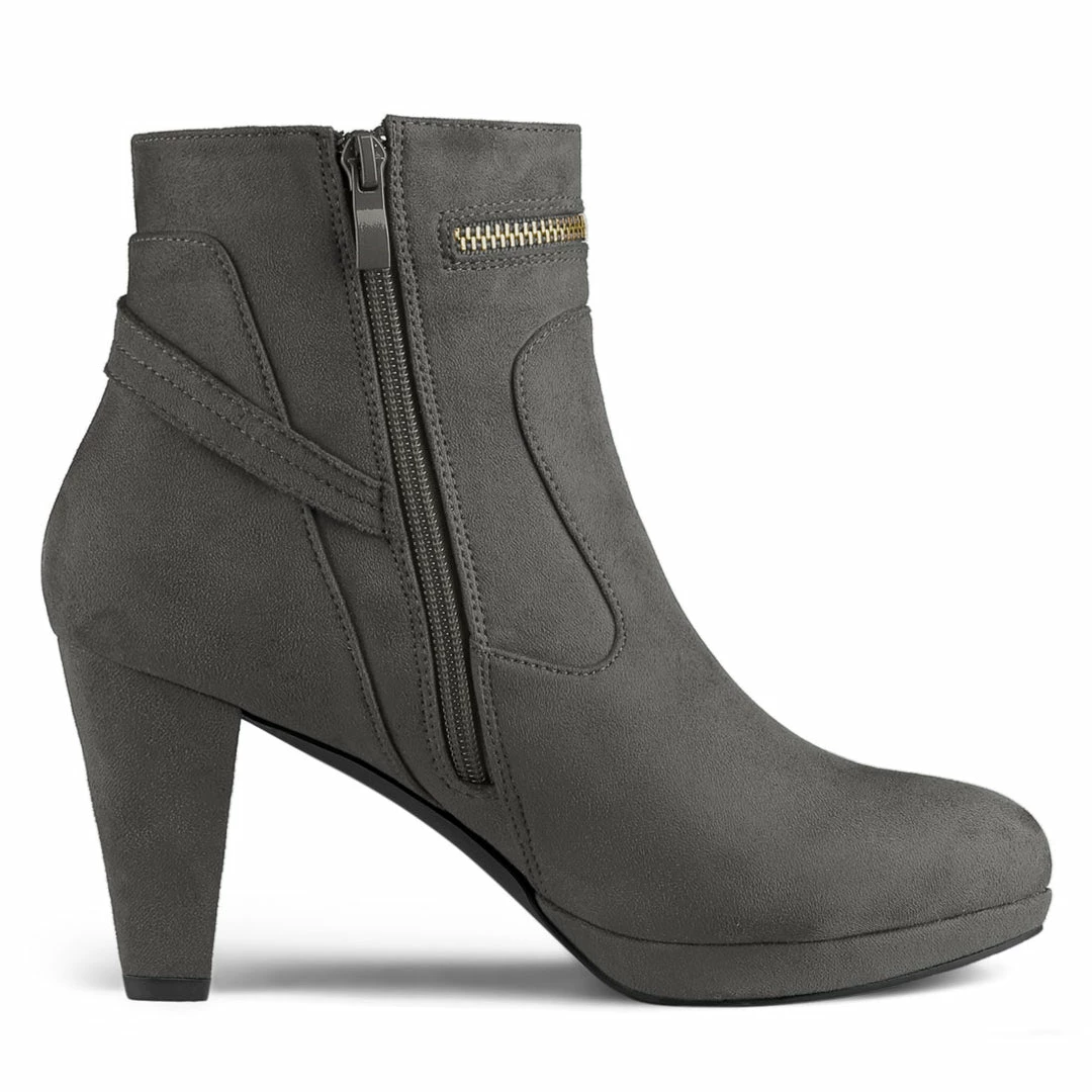 Allegra K Shoes Women's Slip On Zip Round Toe Heel Ankle Boots 23 Allegra K Shoes Women's Slip On Zip Round Toe Heel Ankle Boots