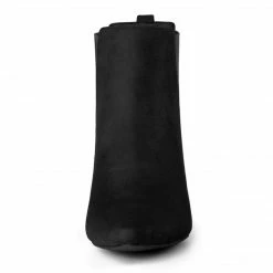 Allegra K Women's Pointed Toe Block Heel Ankle Chelsea Boots