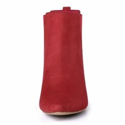 Allegra K Women's Pointed Toe Block Heel Ankle Chelsea Boots