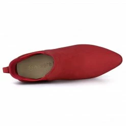 Allegra K Women's Pointed Toe Block Heel Ankle Chelsea Boots