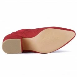 Allegra K Women's Pointed Toe Block Heel Ankle Chelsea Boots