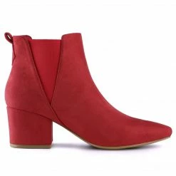 Allegra K Women's Pointed Toe Block Heel Ankle Chelsea Boots