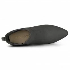 Allegra K Women's Pointed Toe Block Heel Ankle Chelsea Boots