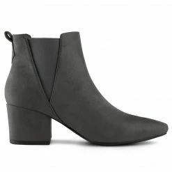 Allegra K Women's Pointed Toe Block Heel Ankle Chelsea Boots