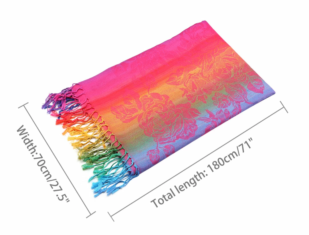 Allegra K Large Tassel Wrap Scarf Wrap Multi-Color Floral Print Gradient Color Scarf For Women 32 Allegra K Large Tassel Wrap Scarf Wrap Multi-Color Floral Print Gradient Color Scarf For Women