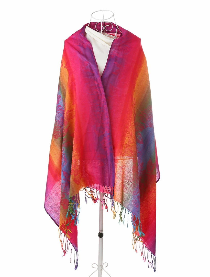 Allegra K Large Tassel Wrap Scarf Wrap Multi-Color Floral Print Gradient Color Scarf For Women 34 Allegra K Large Tassel Wrap Scarf Wrap Multi-Color Floral Print Gradient Color Scarf For Women