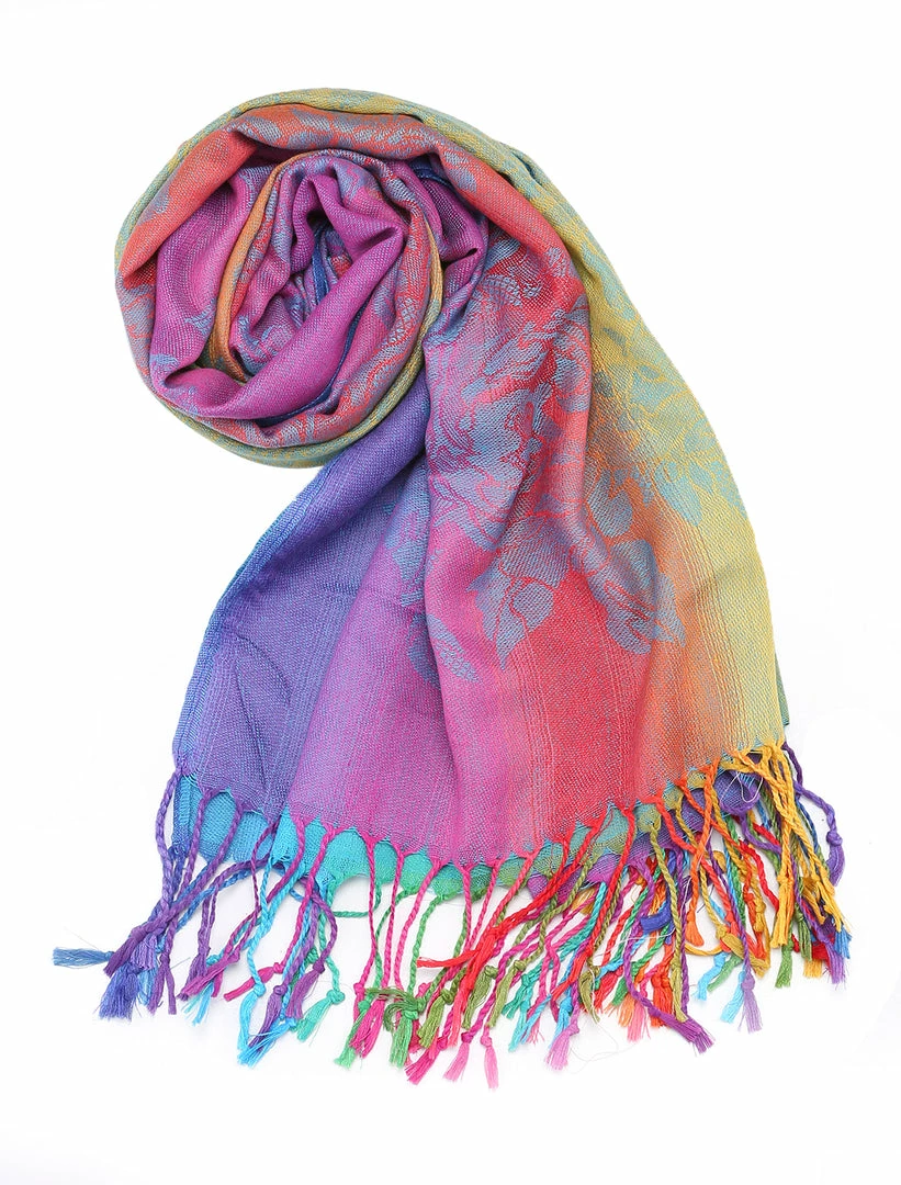 Allegra K Large Tassel Wrap Scarf Wrap Multi-Color Floral Print Gradient Color Scarf For Women 23 Allegra K Large Tassel Wrap Scarf Wrap Multi-Color Floral Print Gradient Color Scarf For Women