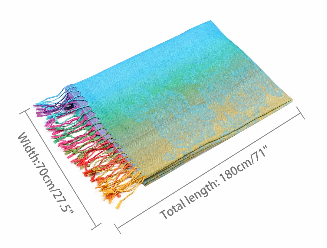 Allegra K Large Tassel Wrap Scarf Wrap Multi-Color Floral Print Gradient Color Scarf For Women 26 Allegra K Large Tassel Wrap Scarf Wrap Multi-Color Floral Print Gradient Color Scarf For Women