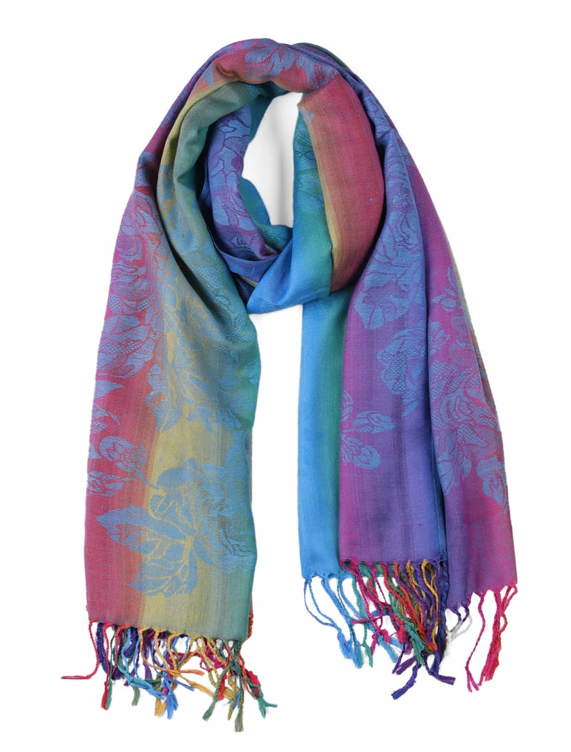 Allegra K Large Tassel Wrap Scarf Wrap Multi-Color Floral Print Gradient Color Scarf For Women 22 Allegra K Large Tassel Wrap Scarf Wrap Multi-Color Floral Print Gradient Color Scarf For Women