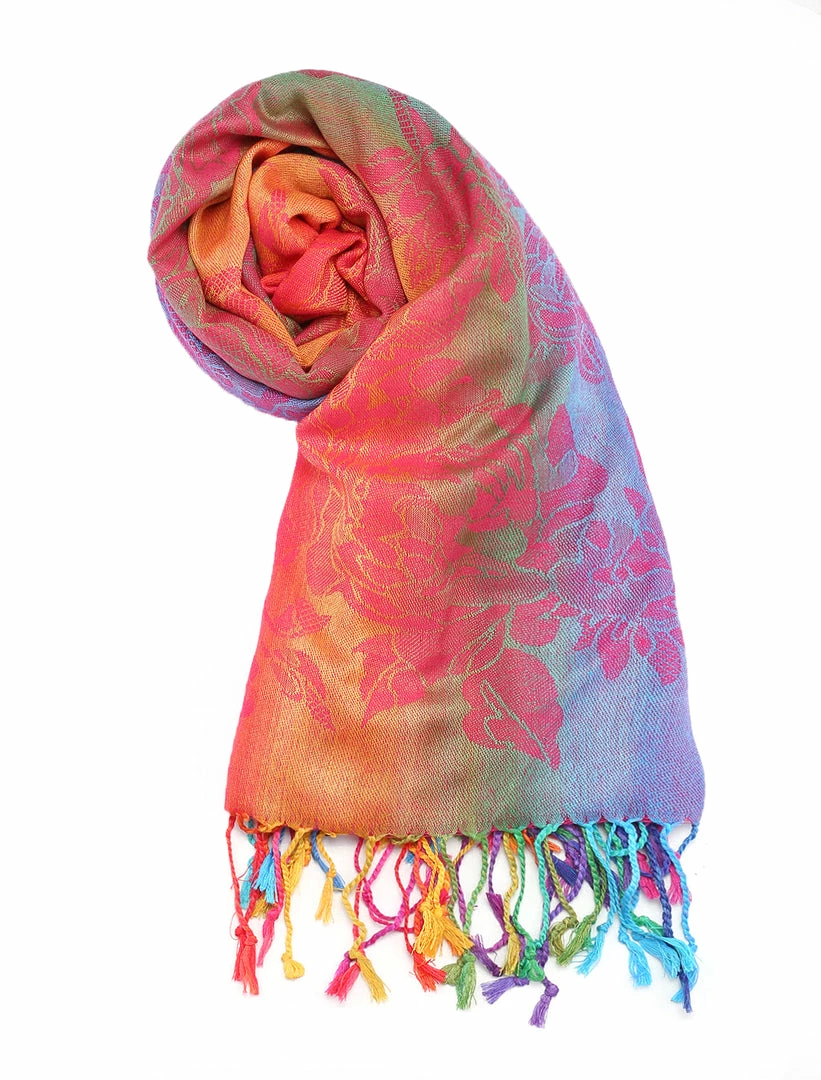 Allegra K Large Tassel Wrap Scarf Wrap Multi-Color Floral Print Gradient Color Scarf For Women 17 Allegra K Large Tassel Wrap Scarf Wrap Multi-Color Floral Print Gradient Color Scarf For Women