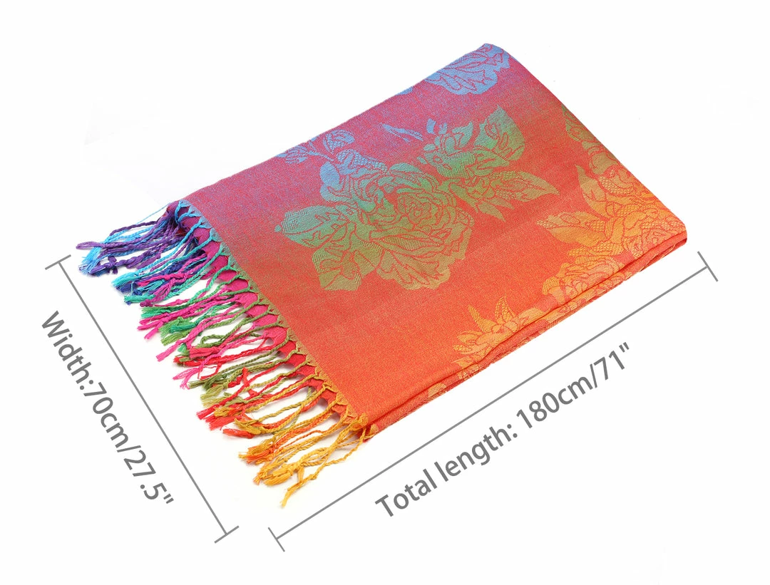 Allegra K Large Tassel Wrap Scarf Wrap Multi-Color Floral Print Gradient Color Scarf For Women 20 Allegra K Large Tassel Wrap Scarf Wrap Multi-Color Floral Print Gradient Color Scarf For Women