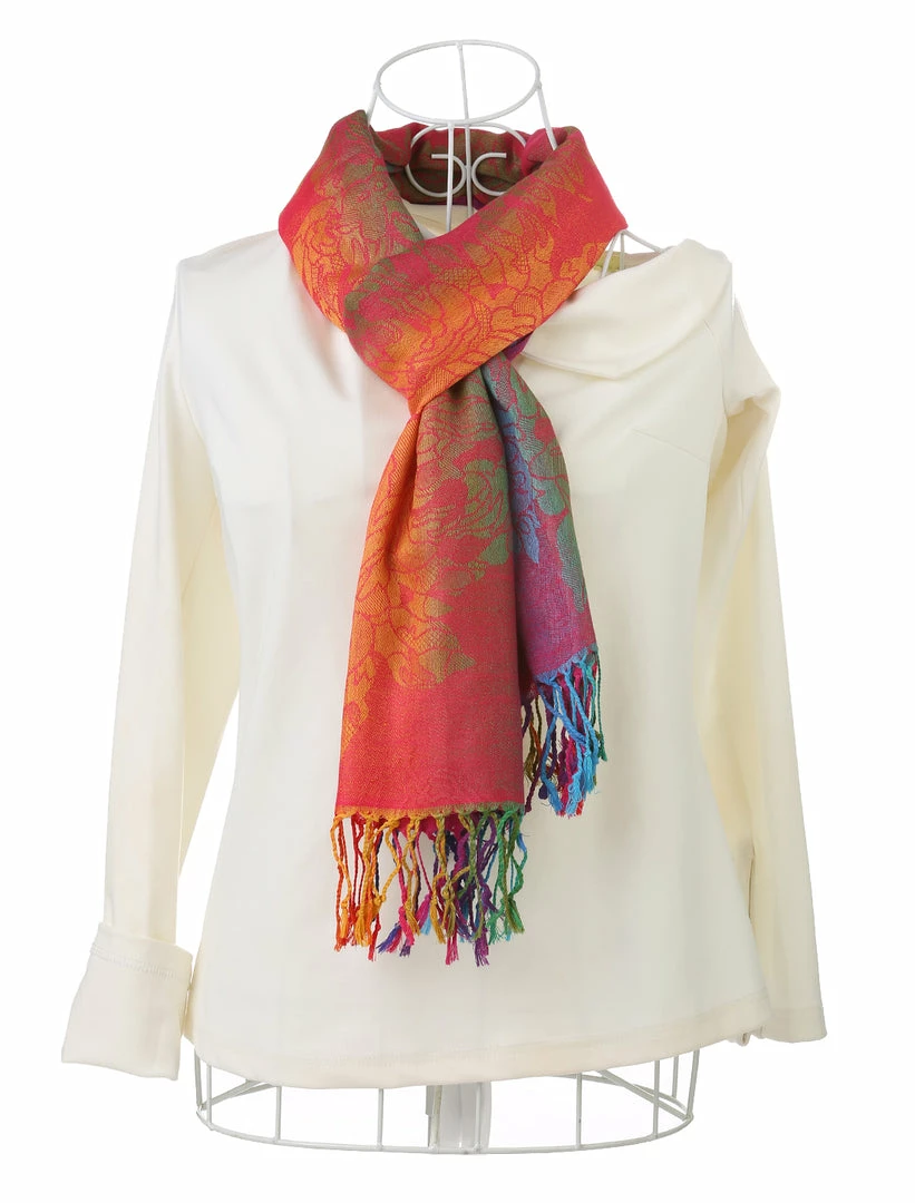 Allegra K Large Tassel Wrap Scarf Wrap Multi-Color Floral Print Gradient Color Scarf For Women 21 Allegra K Large Tassel Wrap Scarf Wrap Multi-Color Floral Print Gradient Color Scarf For Women