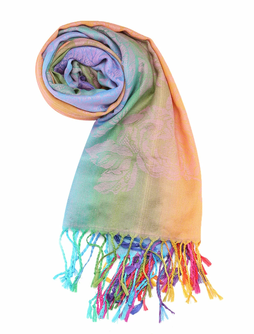Allegra K Large Tassel Wrap Scarf Wrap Multi-Color Floral Print Gradient Color Scarf For Women 11 Allegra K Large Tassel Wrap Scarf Wrap Multi-Color Floral Print Gradient Color Scarf For Women