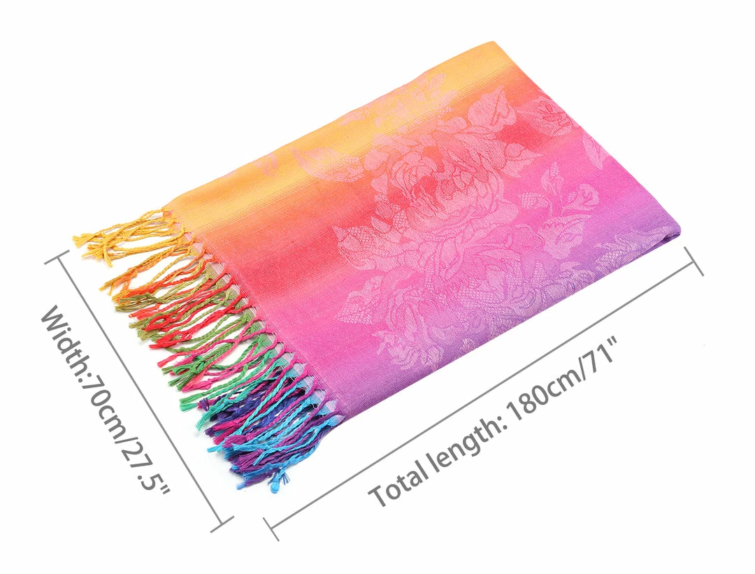 Allegra K Large Tassel Wrap Scarf Wrap Multi-Color Floral Print Gradient Color Scarf For Women 14 Allegra K Large Tassel Wrap Scarf Wrap Multi-Color Floral Print Gradient Color Scarf For Women